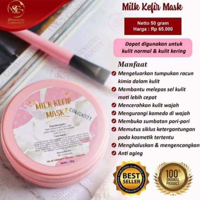 KEFIR SUSU MASKER BPOM TERBAIK.. KULIT NORMAL&KULIT KERING/ KEFIR MASK SUSU KAMBING ETAWA ASLI