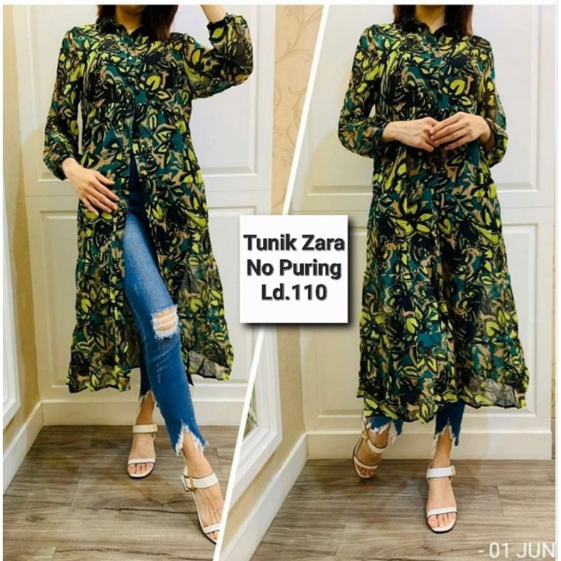 TUNIK GREEN ZARA