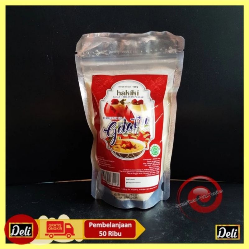 

Hakiki Gelatin 100gr Gelatin Bubuk/Gelatin Powder 100gr HALAL/Gelatin Bubuk Hakiki 100gr