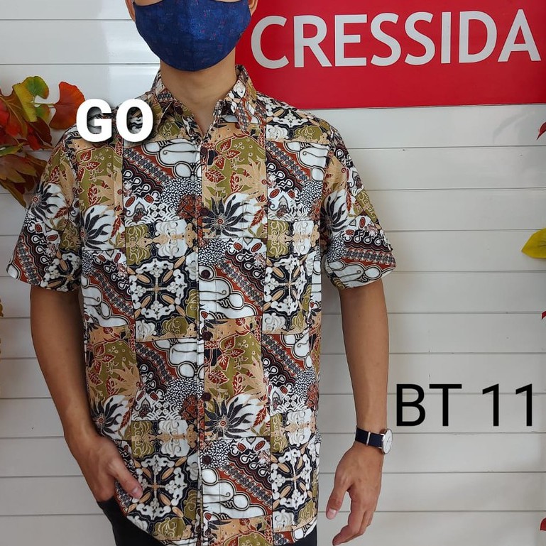 gos CRESSIDA KEMEJA BATIK Pakaian Pria Atasan Kemeja Hem Casual Reguler Original Lengan Pendek Bagus