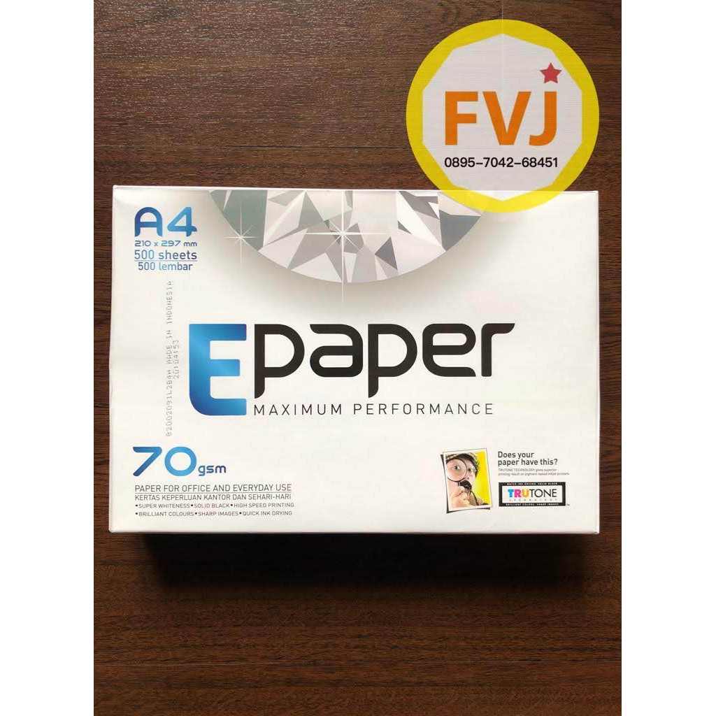 

Kertas HVS A4 70gsm EPAPER 210 X 297 mm