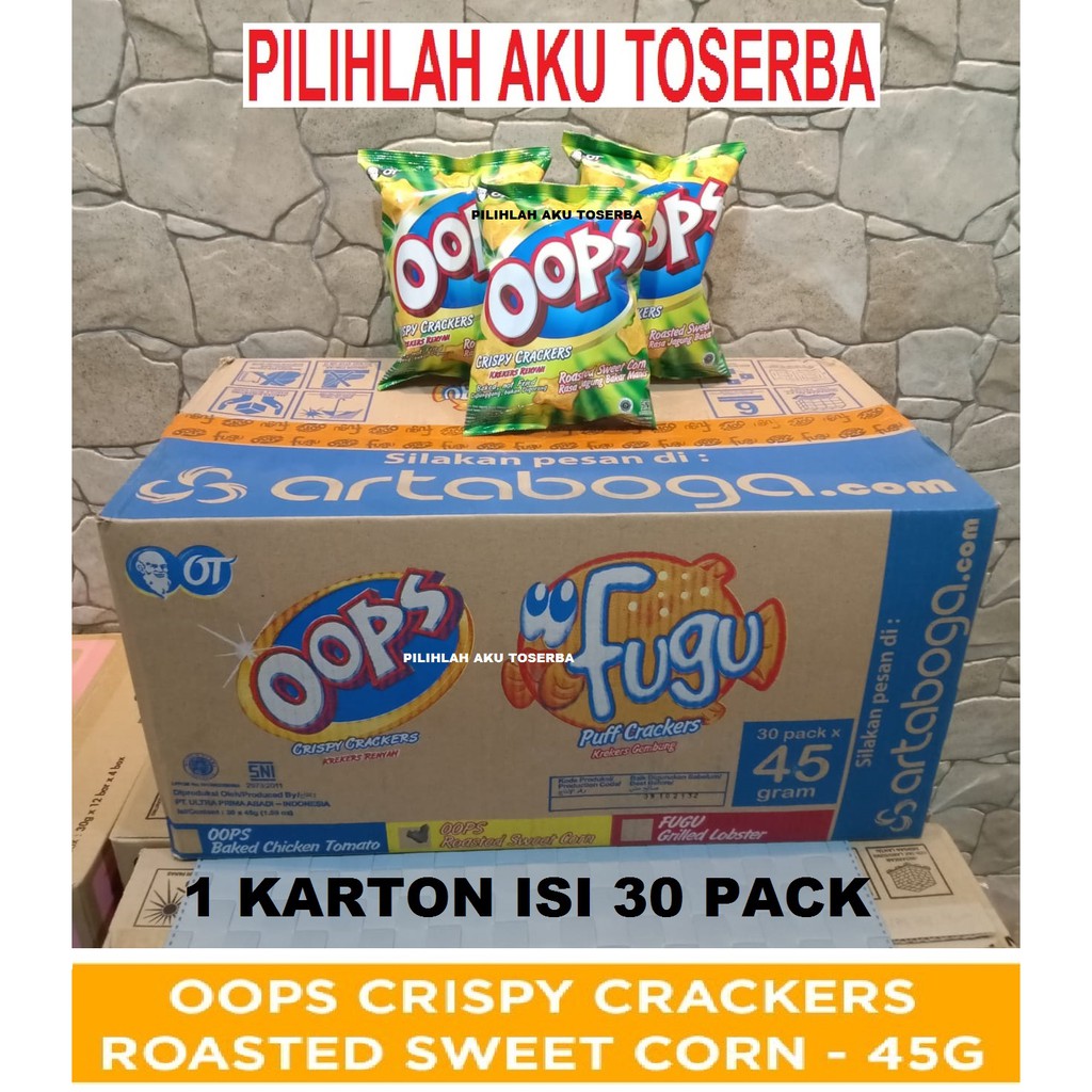 OOPS ROASTED SWEET CORN 40 GR / JAGUNG BAKAR MANIS - ( HARGA 1 DUS ISI 30 PACK )