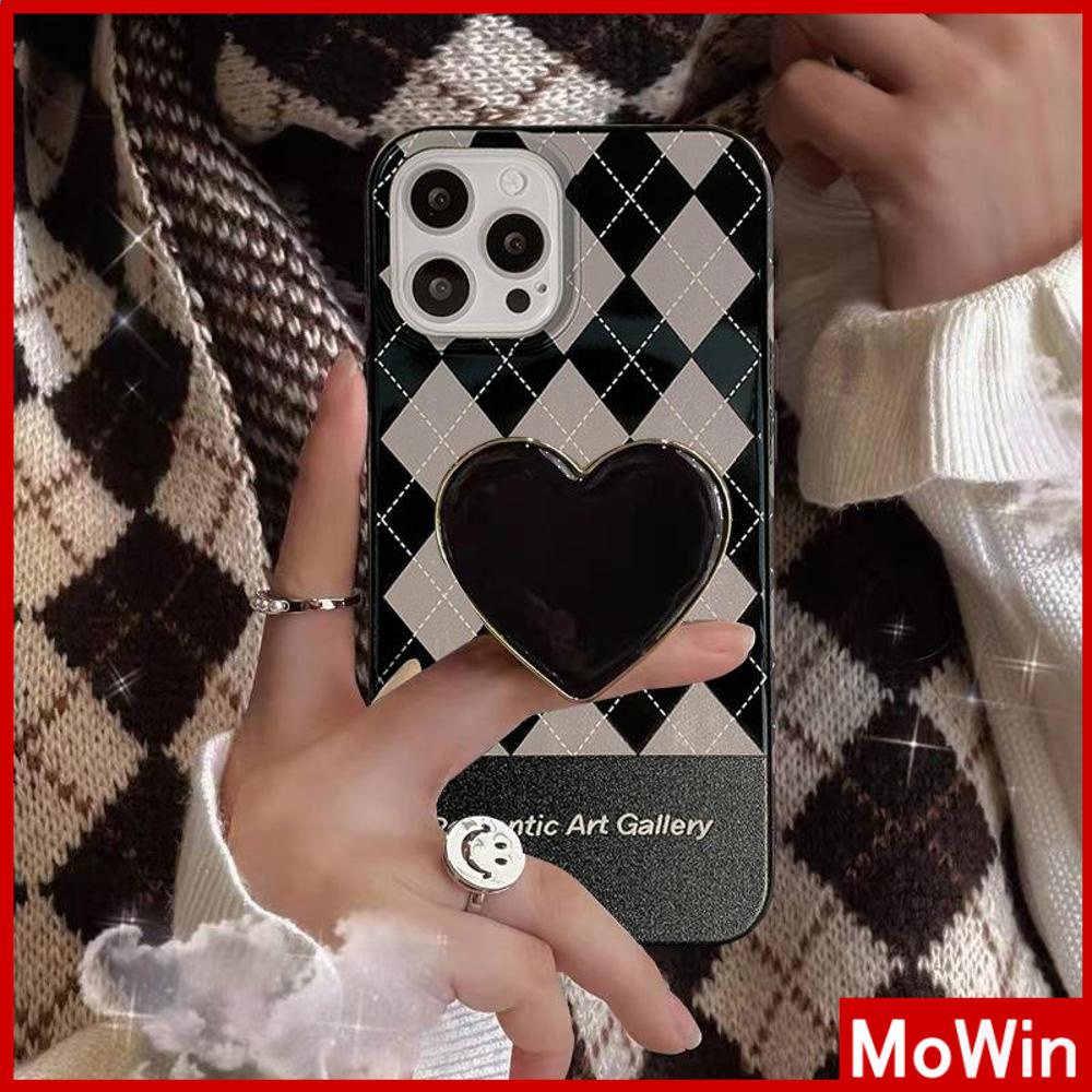 iPhone Case Silicone Soft Case Candy Case Black Heart Phone Stand with Folding Stand Grips Camera Bump Protection For iPhone 13 Pro Max iPhone 12 Pro Max iPhone 11 iPhone7 Plus