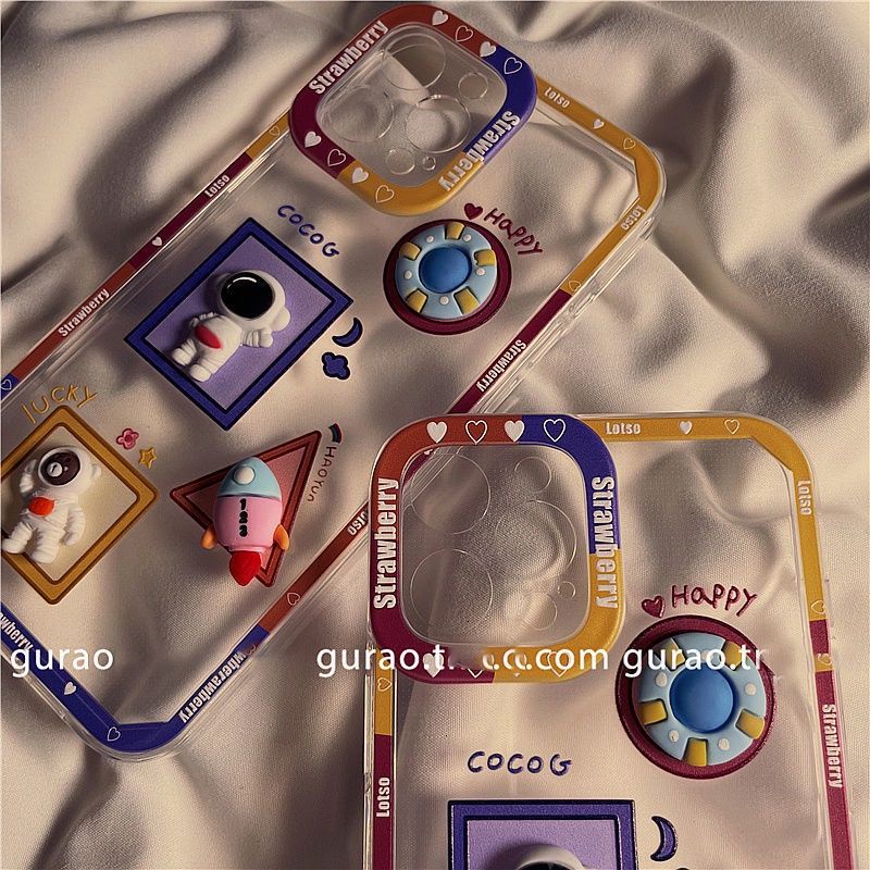 Casing Belakang Bahan Silikon Desain Astronot Warna Transparan Untuk Iphone