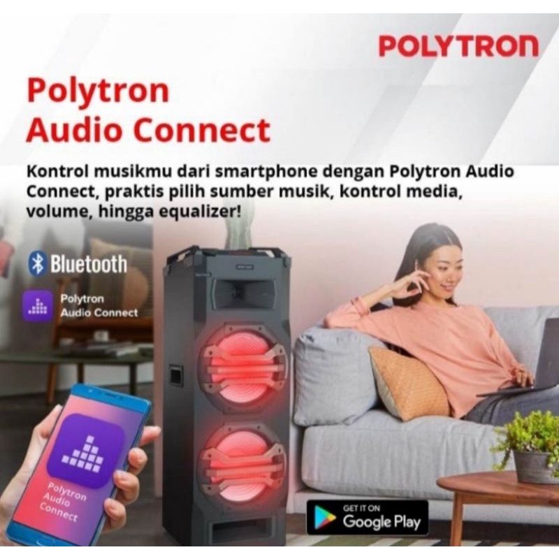 SPEAKER POLYTRON PORTABLE PTS-12KF25 BLUETOOTH + FREE WIRELESS MIC 2 PC