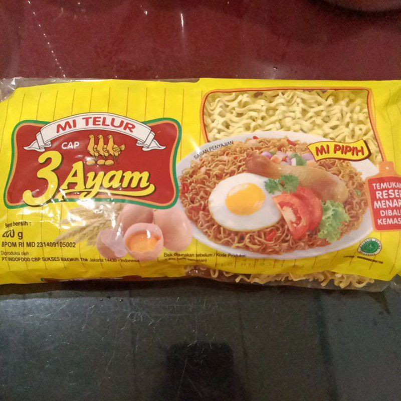 

MIE TELUR CAP 3 AYAM 200 GRAM MI PIPIH HALAL