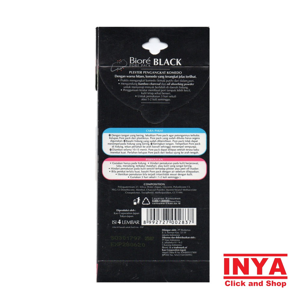 Biore Pore Pack Charcoal  isi 4 sheet