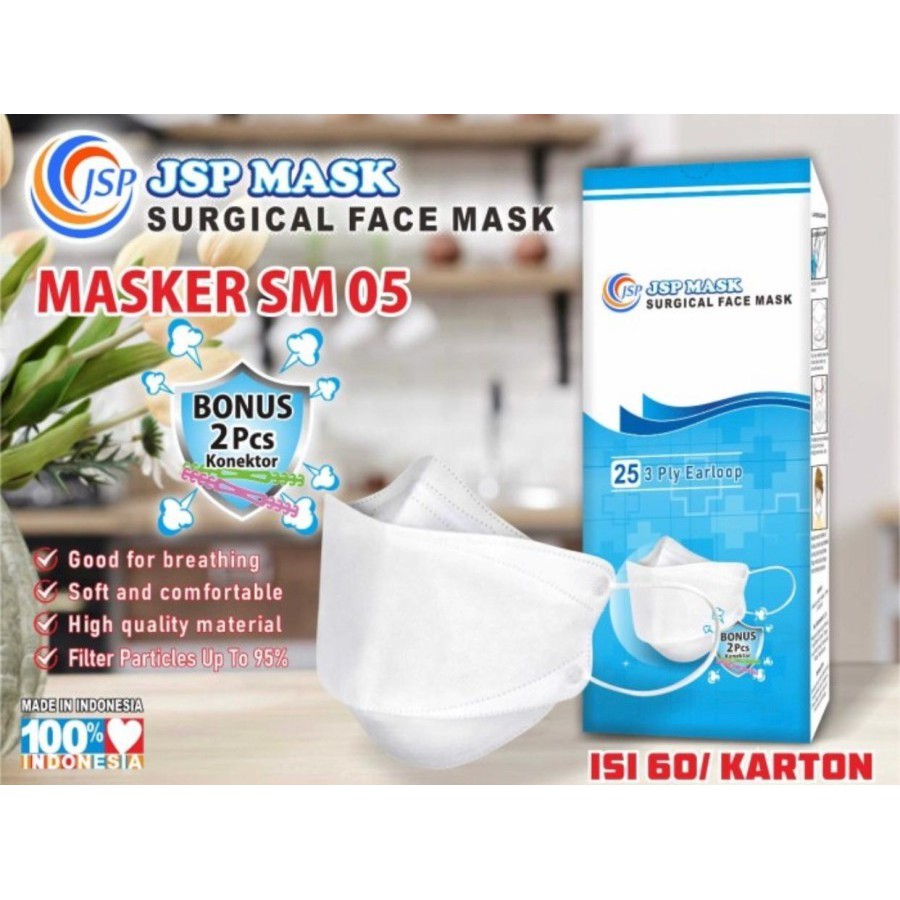 Masker KF94 Medis 3ply JSP Surgical Mask KN95 KF 94 Isi 25 Pcs  PUTIH DAN HITAM