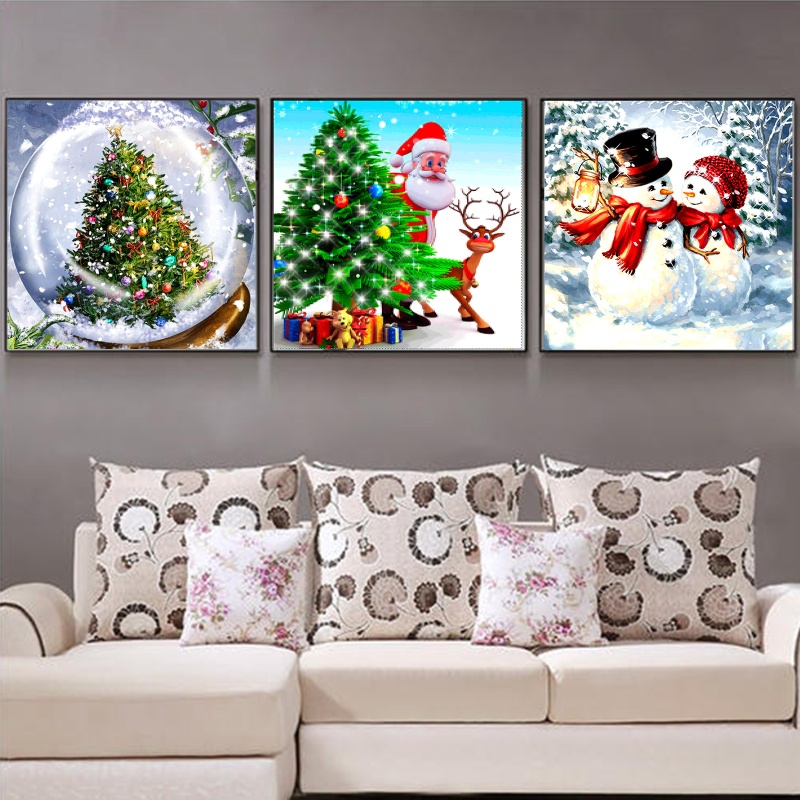 Zzz 4 Set Lukisan Sulaman Berlian 5D Jahitan Bersilang Desain Merry Christmas DIY