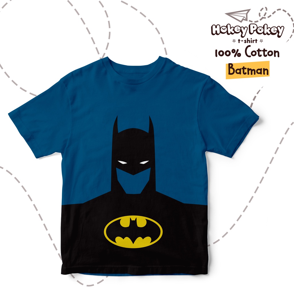 Baju Kaos T Shirt Anak Laki Laki Katun Combed Motif Batman Biru