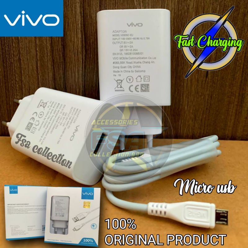 Charger vivo micro original 100% fast charging 9v 2a charger vivo v11 v9 v7 v5 v5max v3max y95 y91 y71