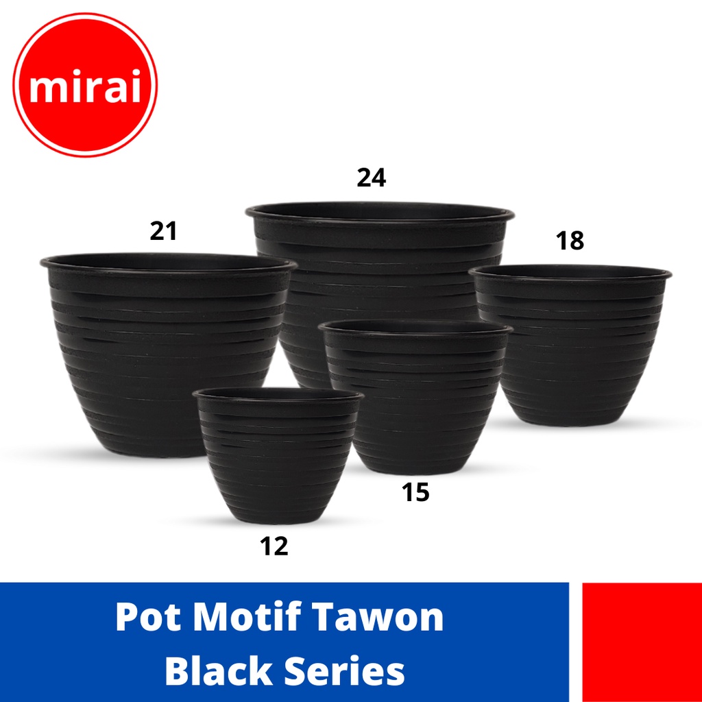 Mirai Pot Tanaman Hias Motif Tawon Black Hitam