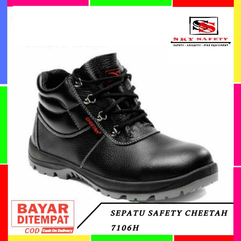 Sepatu Safety Cheetah 7106H / Sepatu Kerja Sefty Pria Kulit Asli