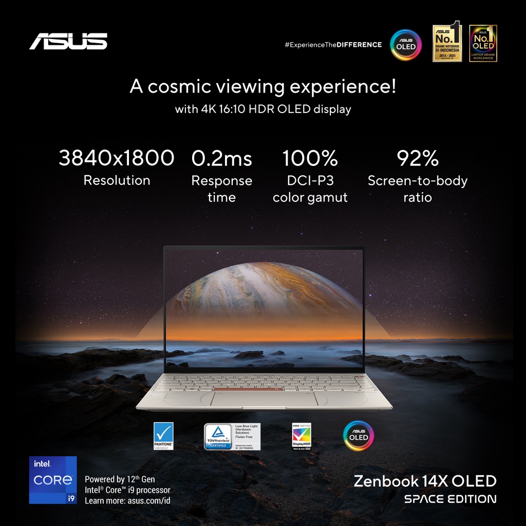 ASUS ZENBOOK 14X OLED SPACE EDITION UX5401ZAS - i7-12700H - 16GB - 1TB SSD - 14&quot; 4K OLED - WIN11 - OHS