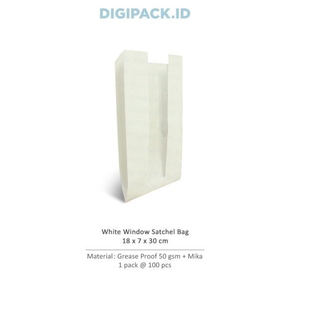 

❊ [Digipack] White Window Satchel Bag 18 x 7 x 30 | Kantong Kertas Roti ❂