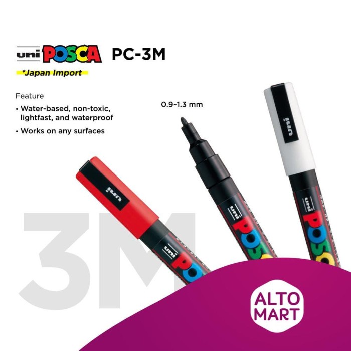 

(DISKON TERMURAH) UNI POSCA PC-3M Paint Marker (Fine Point) - A, 9