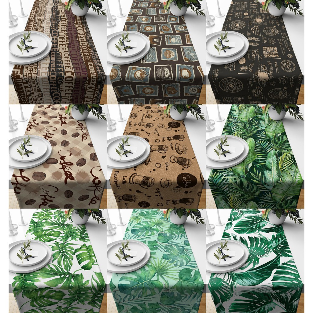 Taplak Meja Motif Vintage Coffee Tropical Cactus Taplak Meja Motif Vintage Coffee Tropical Cactus