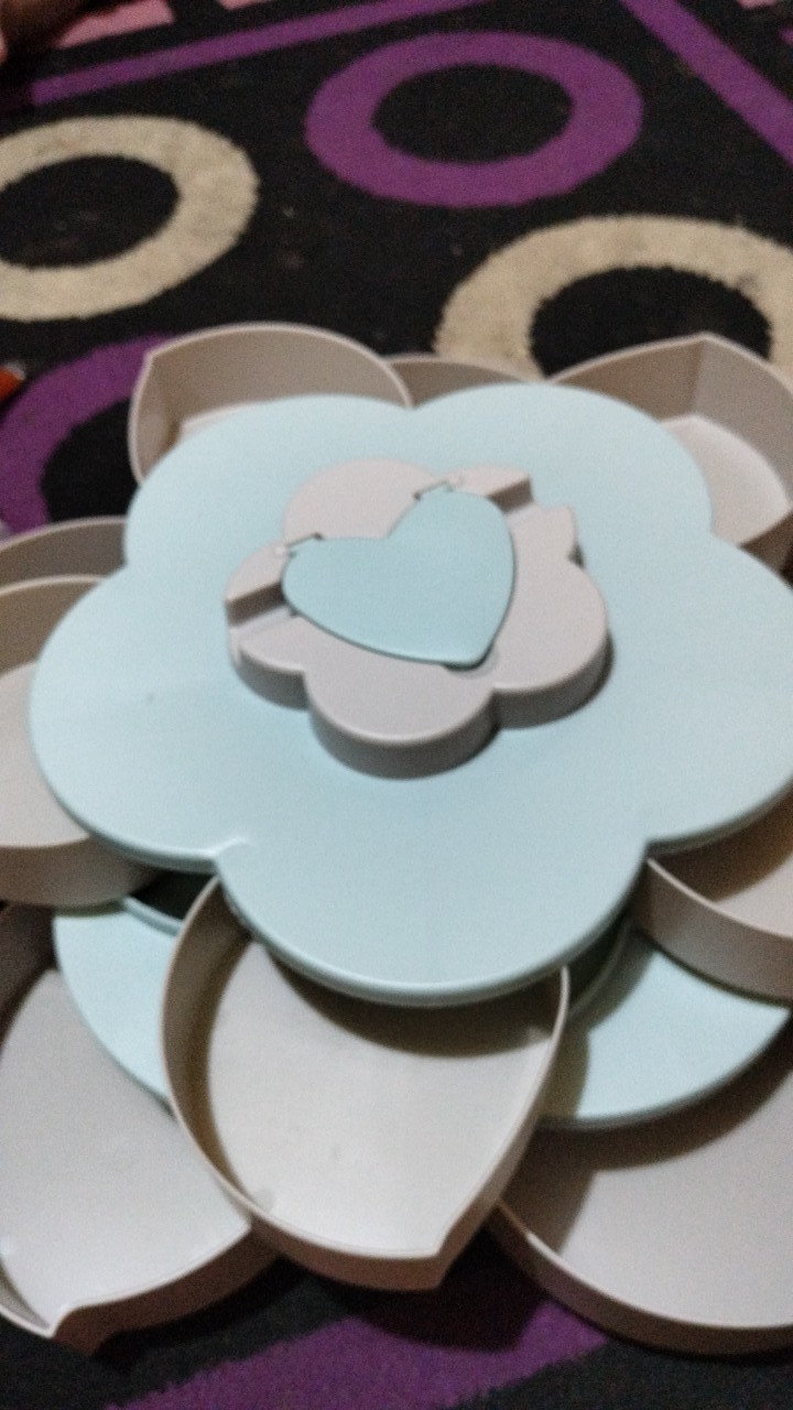 Toples Bunga Mekar,rotating Putar Kue/candy/snack/buah Tingkat 2 Susun + Tempat Dudukan Hp-cod-fw