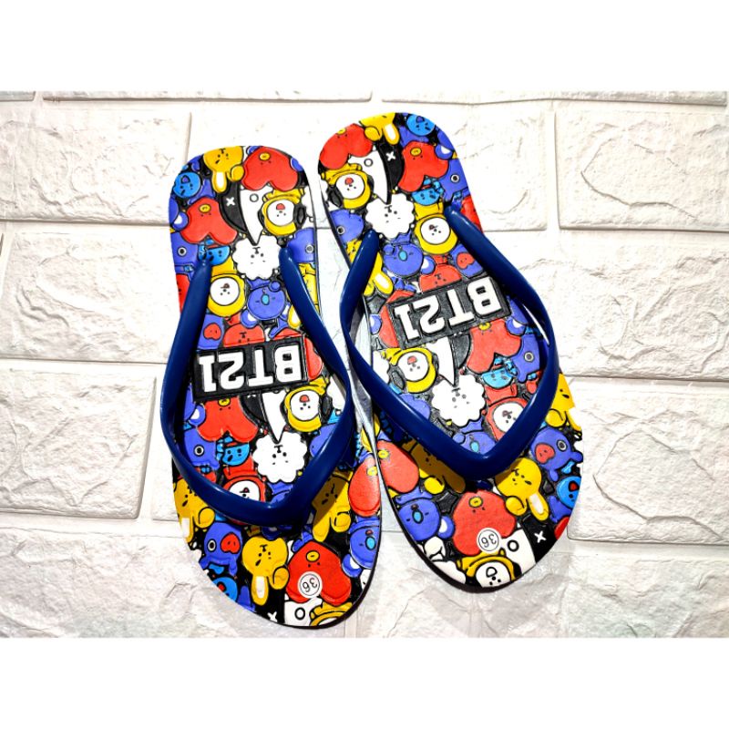 sandal jepit doraemon bt21 tali jelly