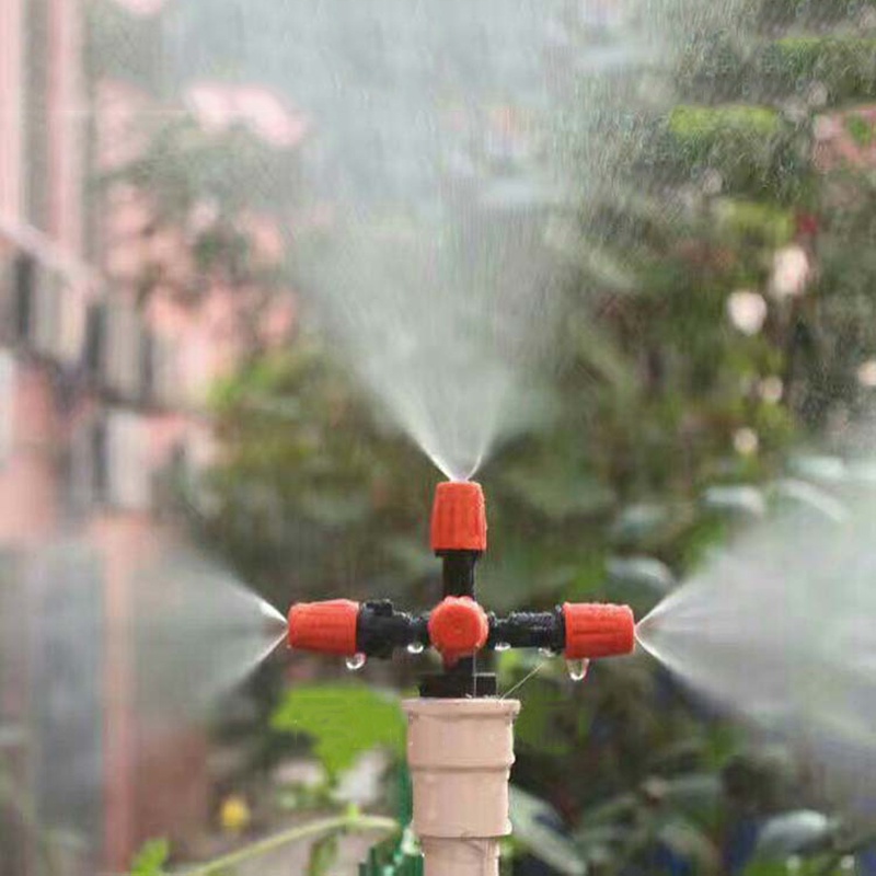 Lima-outlet Nozzle Misting Dripper Sprayer Auto Drip Irigasi Alat Adjustable Atomizing Sprinkler Rumah Kaca Penyiraman Otomatis Pembibitan Melembabkan Sprinkler