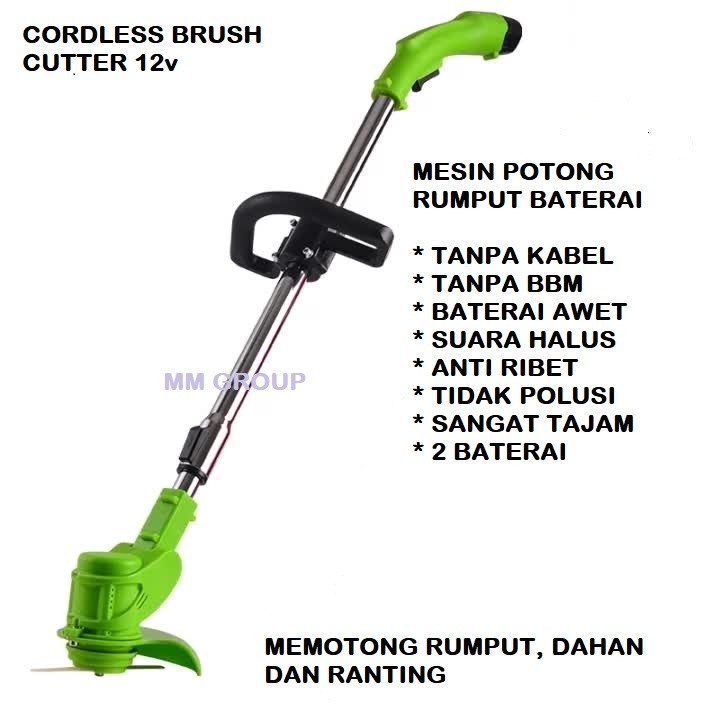 Mesin Potong Rumput Baterai / Cordless Brush Cuter 12 Volt (2 Baterai)