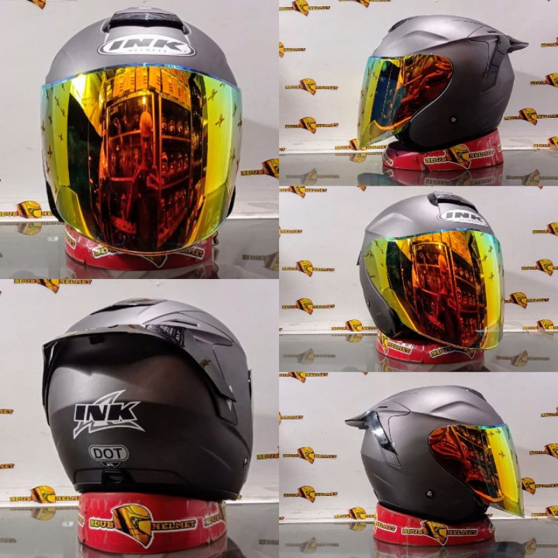 HELM INK DYNAMIC SOLID GREY DOFF/PAKET GANTENG 100% ORIGINAL SNI-DOT-GREY DOF/VENOM/GOLD