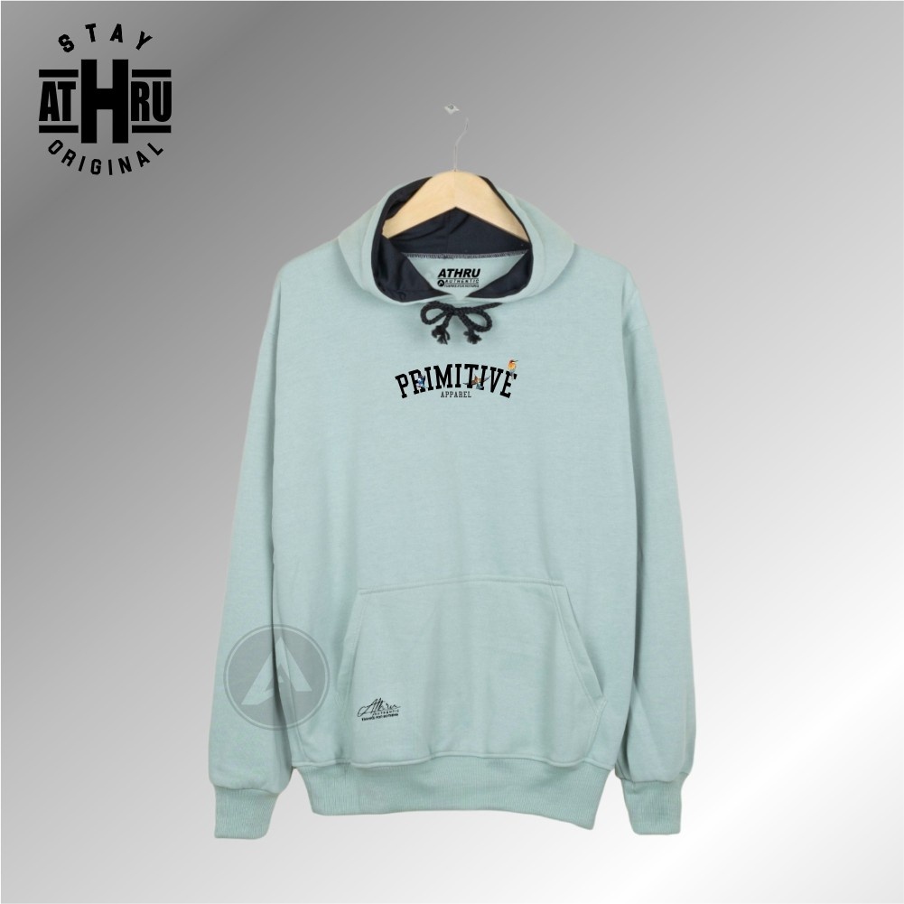 Sweater Hoodie Warna Hijau Mint Sablon Huruf Simple Switer Hudie Pria Wanita Bahan Plecee Tebal Ori