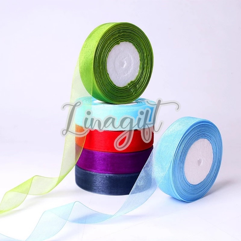 ( Rol 20 Yard ) ORGANZA RIBBON - PITA ORGANDY / PITA ORGANDI POLOS 0.5 IN - 1 IN - 1.5 IN HIASAN HAMPERS ORGANDI DEKORASI KADO PARSEL SOUVENIR SNACK PARCEL LEBARAN BINGKISAN IDUL FITRI SELAMAT IDUL ADHA PERAYAAN EID MUBARAK DEKOR LEBARAN GREEN HIJAU