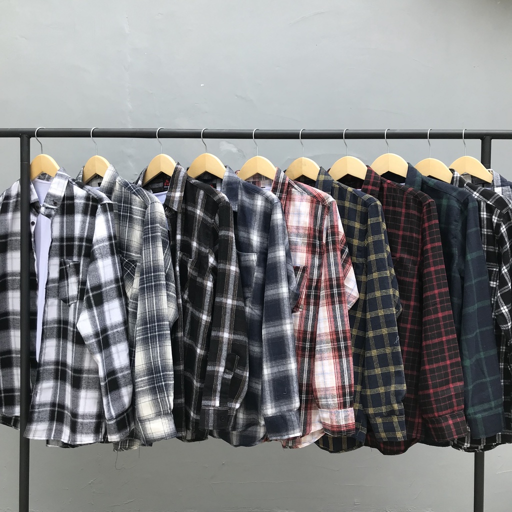 1 Kemeja Flanel Lengan Panjang | Kemeja Kotak Kotak | Kemeja Couple | Kemeja Flanel Pria Wanita Unisex