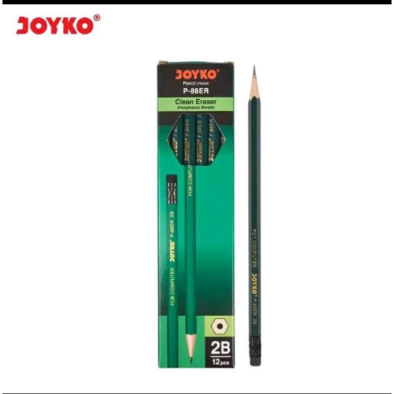 

Pensil JOYKO 2B P-88ER pensil + hapusan ( 1 pack isi 12 pcs )