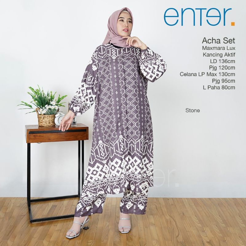 One Set Tunik LD 136 XXXL Acha Vilka Set Ori Enter Setelan Wanita Rayon Setcel Big Size Pajamas Supe