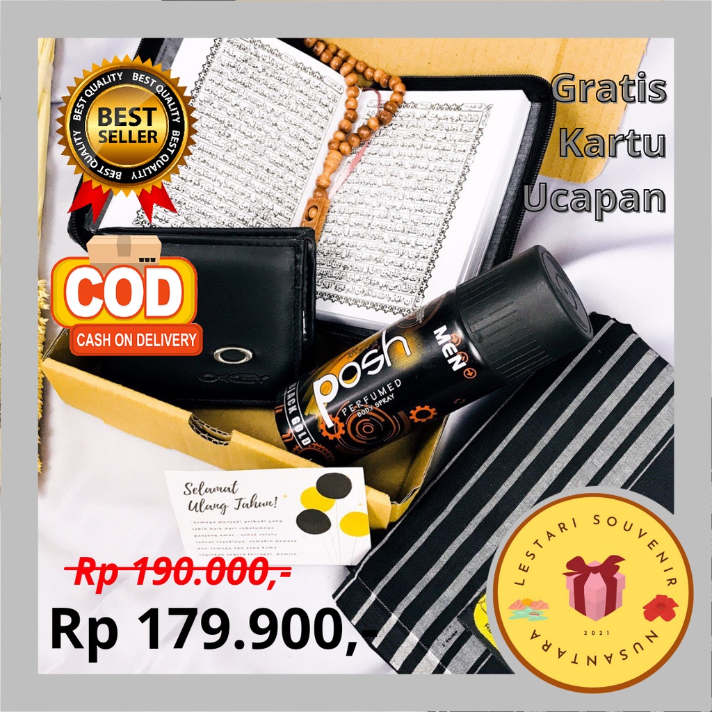 [Lestarisouvenir] Hampers Cowok sarung Wadimor Parfum Posh Dompet Al Qur'an Tasbih Perlengkapan Shol
