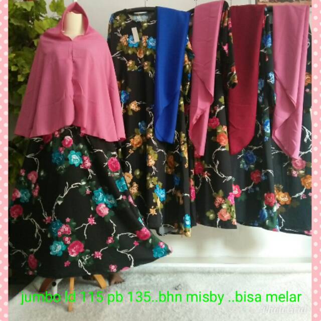 Gamis jumbo set jilbab besar