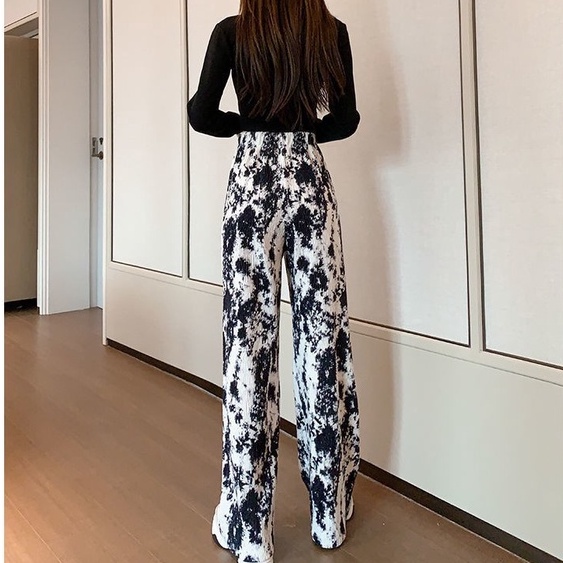 Korean Tie Dye Cullot Long Pants Celana Santai Bermotif 2015