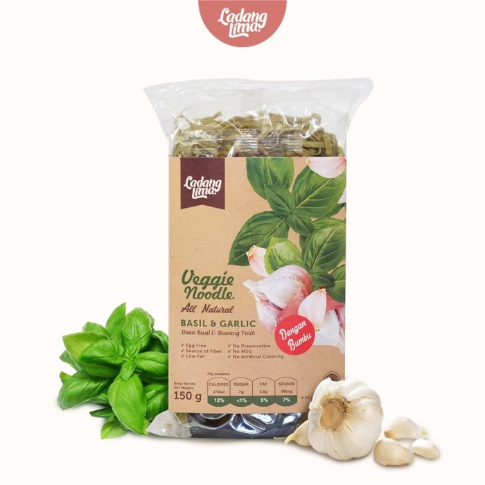 

PASTA-ANEKA- NOODLE BASIL & GARLIC LADANG LIMA 150 G -ANEKA-PASTA.