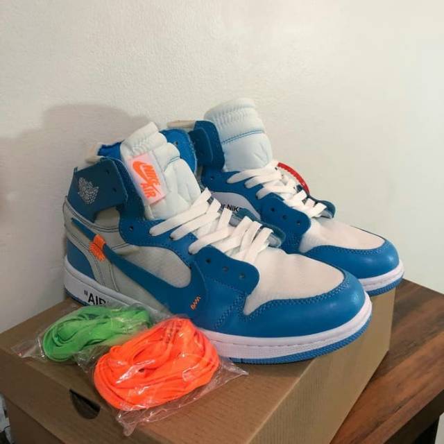 Sepatu Nike Air Jordan 1 Off White Blue
