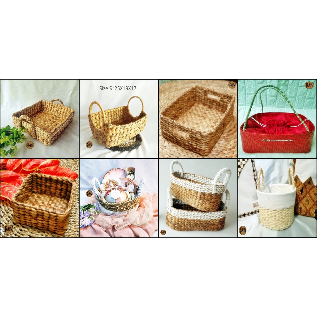 Keranjang Kerajinan Rotan/Keranjang Eceng/Dekorasi/Hantaran Seserahan/Wadah