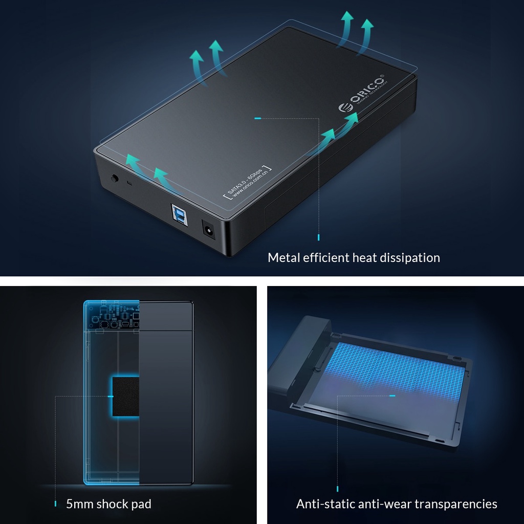 Orico Casing Hardisk HDD 3.5 &quot;Bulit-in Power 12V SATA Ke USB 3.0 Support 16TB