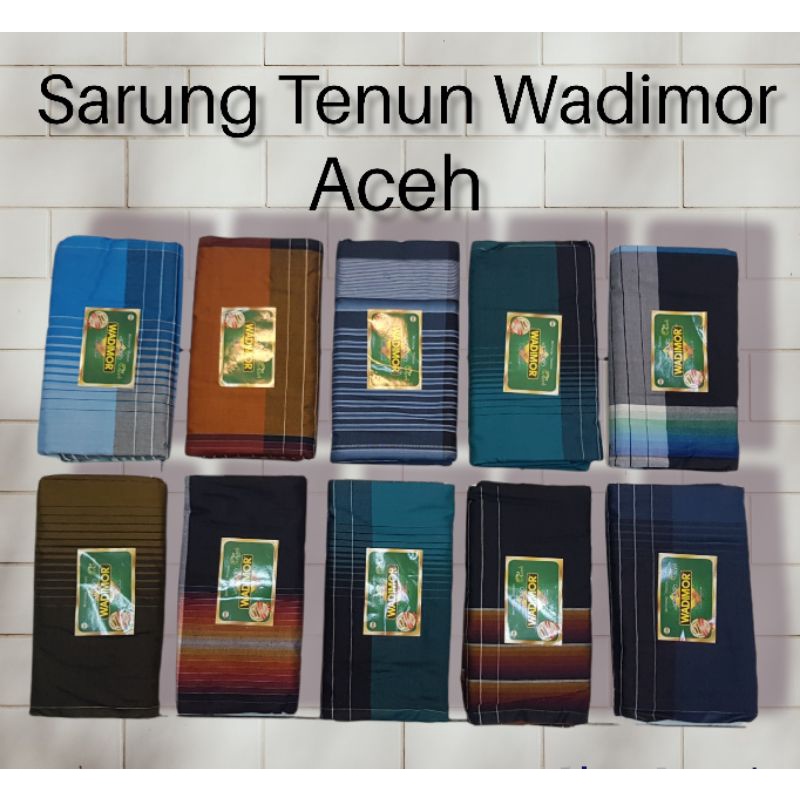 GROSIR 10 PCS Sarung Wadimor Motif ACEH / DARUSSALAM - Kain Tenun Dewasa Pria Laki Cowo Sholat Solat