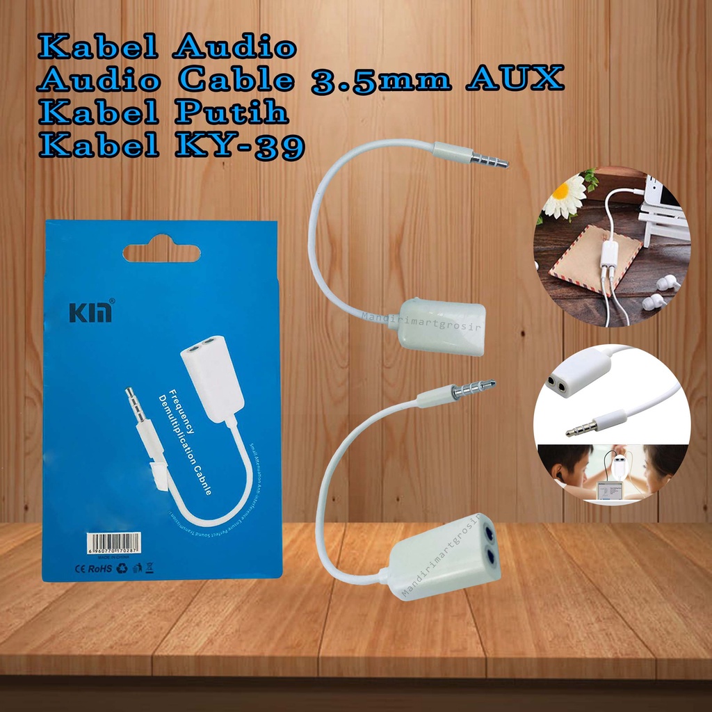 Audio Cable 3.5mm AUX *Kabel Audio * Kabel Putih * Kabel KY-39