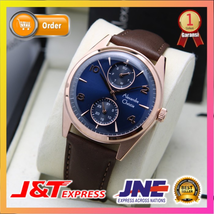 JAM TANGAN ALEXANDRE CHRISTIE ALEXANDER CHRISTIE PRIA COWOK ORIGINAL ORI AC 6579 ROSEGOLD BLUE