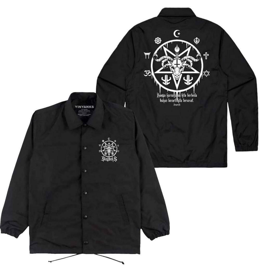 Yinyanks Coach Jacket Satanic Berbeda Unisex Hitam