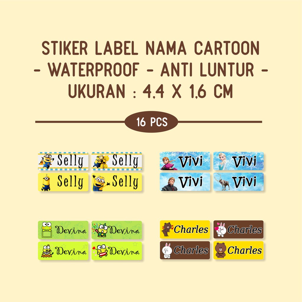 

Stiker Label Nama Anak Custom Waterproof