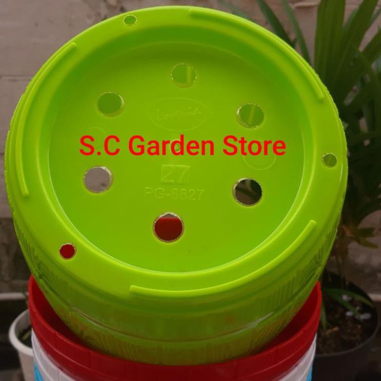 【salebagus】 POT GENTONG 27 WARNA WARNI | POT BUNGA LOVENIA MOTIF KAYU