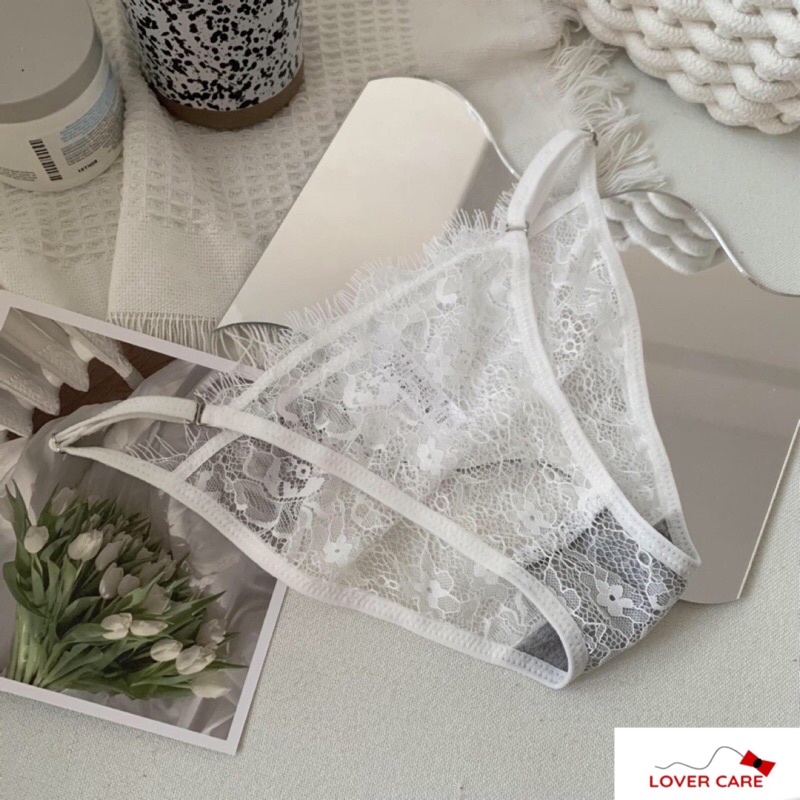 Lovercare - Celana Dalam Sexy Wanita Feminin Renda Tipis CD Pinggang Rendah Katun Selangkangan