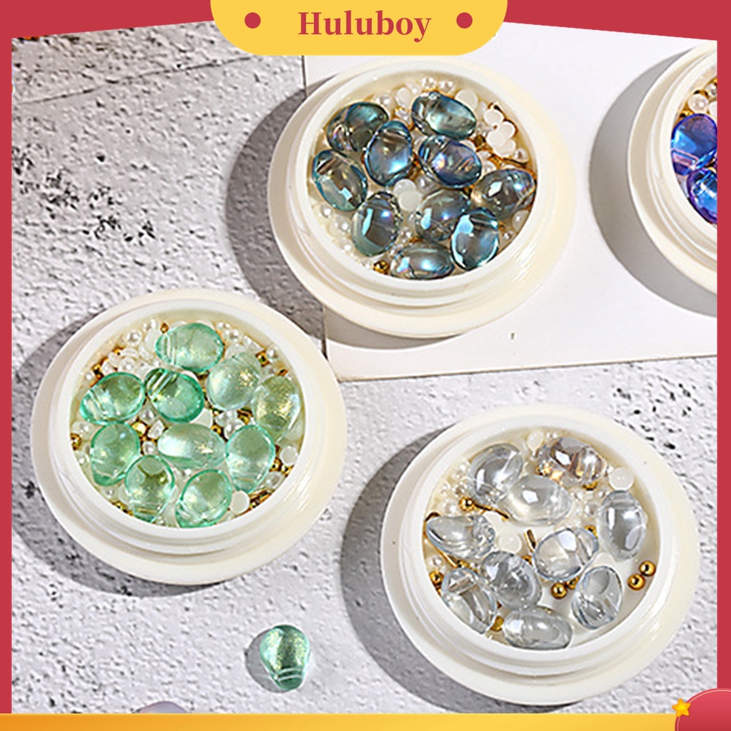 Huluboy Huluboy♡ 1 Kotak Batu Kristal Glitter Bahan Resin Untuk Manicure