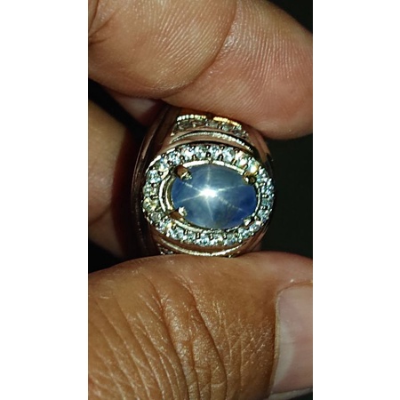 blue sapphire star 3.3crt safir ceylon body glass natural harga pas no nego
