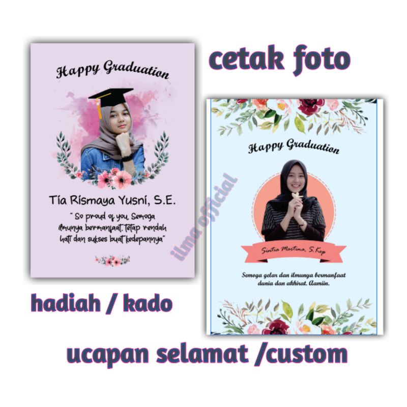 cetak foto custom suka suka ucapan selamat kado hadiah wisuda  glosy bingkai papan mdf