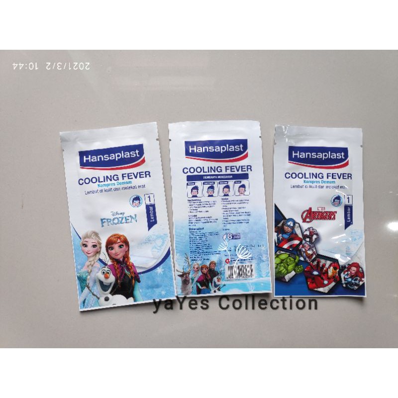 Hansaplast cooling Fever 1 koolfiver Kompres Demam Frozen Avengers Sakit kepala panas anak plaster