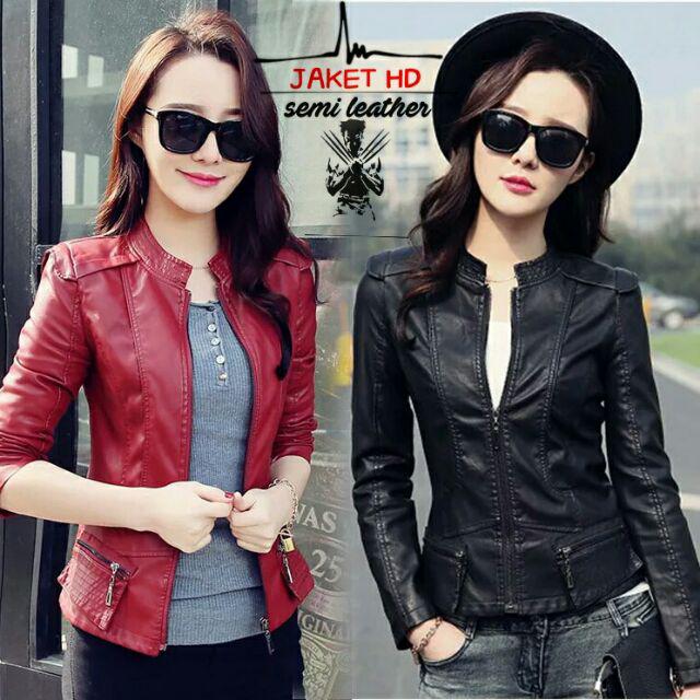 Premium Jaket Wanita Kulit Elegant Pink ARL 033 Silver stone RFLA Ariel Noah Sintetis 90 mirip Kulit-Hitam